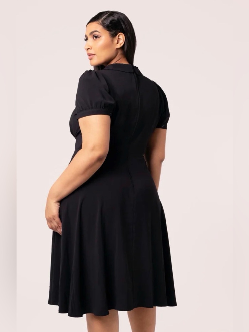 HELL BUNNY V-Neck Fabienne (?) Fit & Flare Dress - Black S